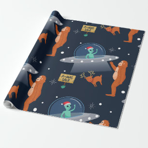 Papier Cadeau l'alien de noël yeti sasquatch bigfoot
