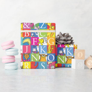 Papier Cadeau L'alphabet en blocs de couleur de Dr Seuss