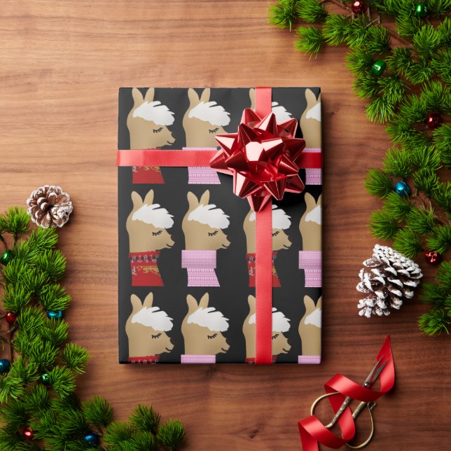 PAPIER CADEAU LAMA ALPACA NOËL LIVRE D'ENVELOPPEMENT (Cadeau de vacances)