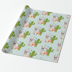 Papier Cadeau Lama cool en Motif Lunettes de soleil en forme de
