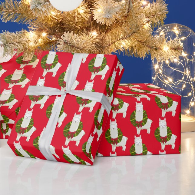 Papier Cadeau Lamama de Noël en carrelage de fête (Vacances)