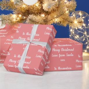 Papier Cadeau L'Amour De Noël De Père Noël Corail Personnalisé R