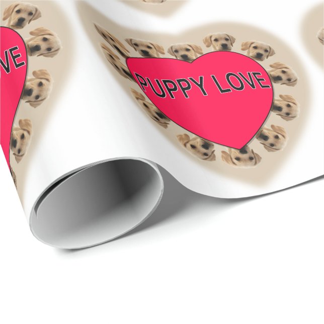 Papier Cadeau L'amour des chiots (Coin rond)