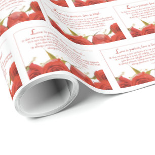 Papier Cadeau L'amour est une rose rouge patiente