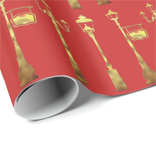 Papier Cadeau Lampe en laiton victorien post-lanterne rouge (Coin rond)
