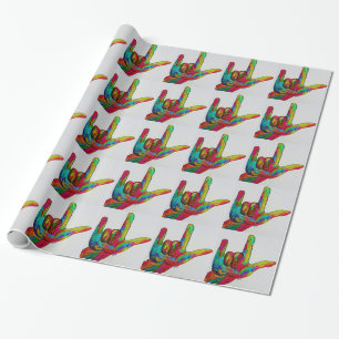 Papier Cadeau Langue des signes américaine JE T'AIME