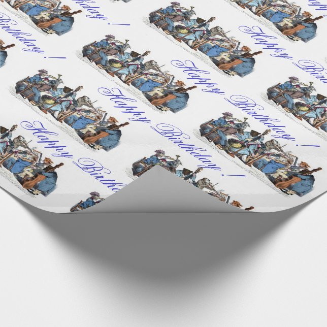 Papier Cadeau LANGUE MUSICALE FERME ANIMALE ORCHESTRE Anniversai (Coin)