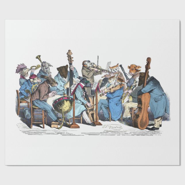 Papier Cadeau LANGUE MUSICALE FERME ANIMALE ORCHESTRE Anniversai (Plat)
