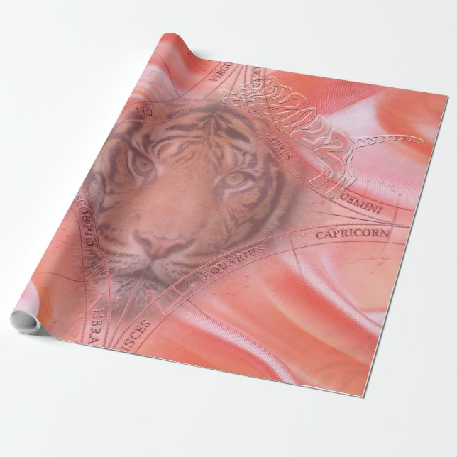 Papier Cadeau L'année du papier d'enveloppement de tigre (Déroulé)