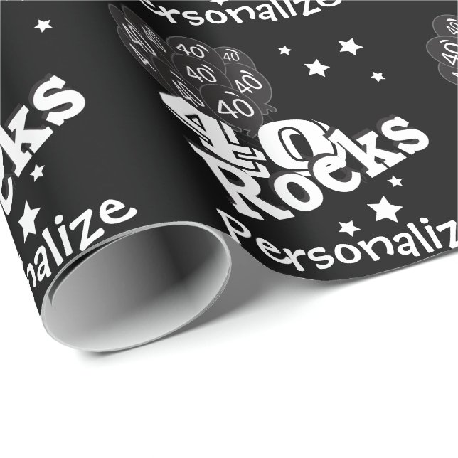 Papier Cadeau L'anniversaire | de 40 roches personnalisent (Coin rond)