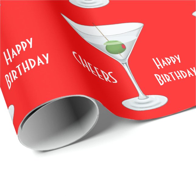 Papier Cadeau L'anniversaire encourage les cocktails olives en (Coin rond)