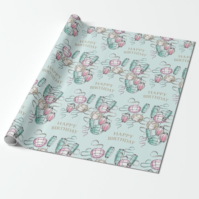 Papier Cadeau Lanterne chinoise et Ruban (Déroulé)