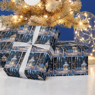 Papier Cadeau Lanterne De Noël En Neige