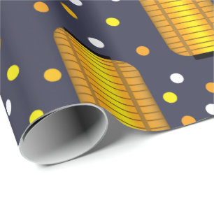 Papier Cadeau Lanternes chinoises d'or