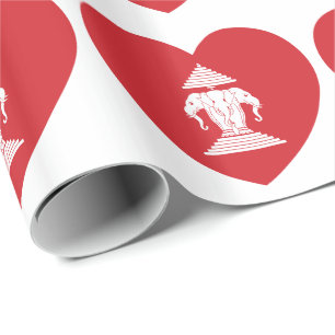 Papier Cadeau Laotian Erawan 3 Tête Elephant Coeur Drapeau