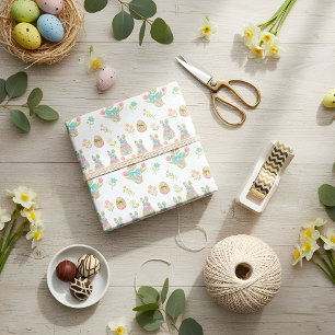 Papier Cadeau Lapin à ruban pastel motif de Pâques