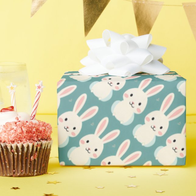 Papier Cadeau Lapin blanc (Fête d'anniversaire)