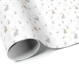 Papier Cadeau Lapin-Blanc doux