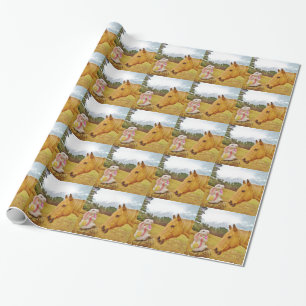 Papier Cadeau Lapin blanc et Cheval jaune