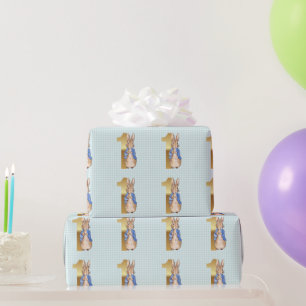 Papier Cadeau Lapin Classique en veste bleue Premier Anniversair