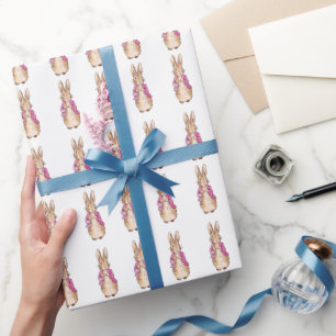 Papier Cadeau Lapin classique en veste rose