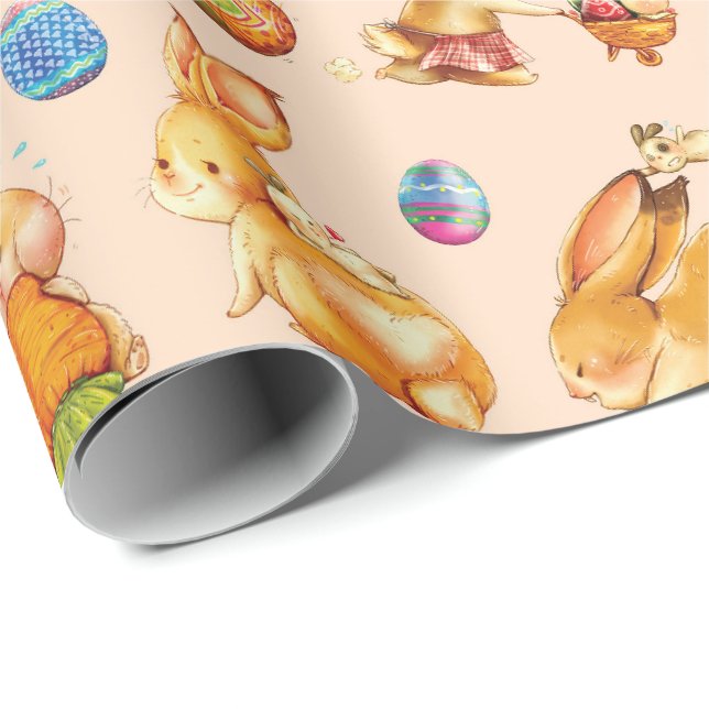 Papier Cadeau Lapin de Pâques (Coin rond)