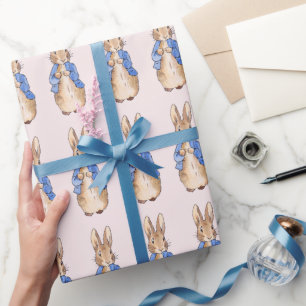 Papier Cadeau Lapin de Pâques classique en veste bleue