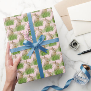 Papier Cadeau Lapin De Pâques Dans L'Herbe