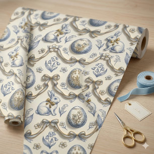 Papier Cadeau Lapin de Pâques élégant de style chinoiserie et to