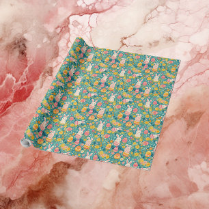 Papier Cadeau Lapin de Pâques Fantaisiste Printemps Prairie Bota