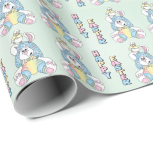 Papier Cadeau Lapin de Pâques heureux