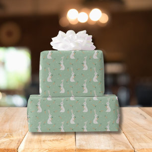 Papier Cadeau Lapin de Pâques mignon et motif de carotte sur fon