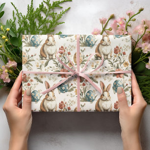 Papier Cadeau Lapin de Pâques vintage & floral