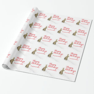 Papier Cadeau Lapin et voies dans l'emballage de Noël de neige