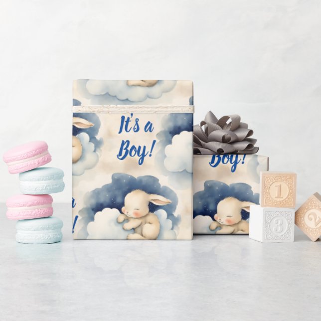 Papier Cadeau Lapin Lapin C'est un Baby shower garçon (Baby Shower)