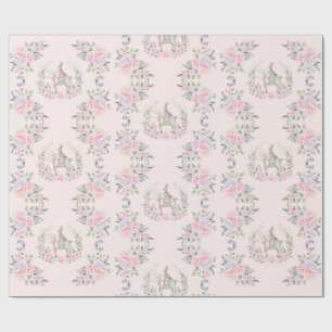 Papier Cadeau Lapin Lapin Et Agneau Pink Purple Florale Carte Pâ