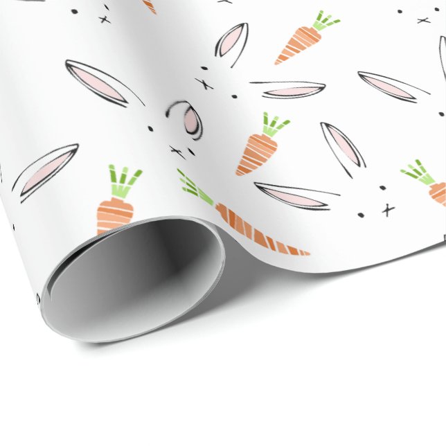 Papier Cadeau Lapin lapin et papier Motif à carottes (Coin rond)