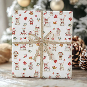 Papier Cadeau Lapin mignon lapins hiver Wonderland Découpage