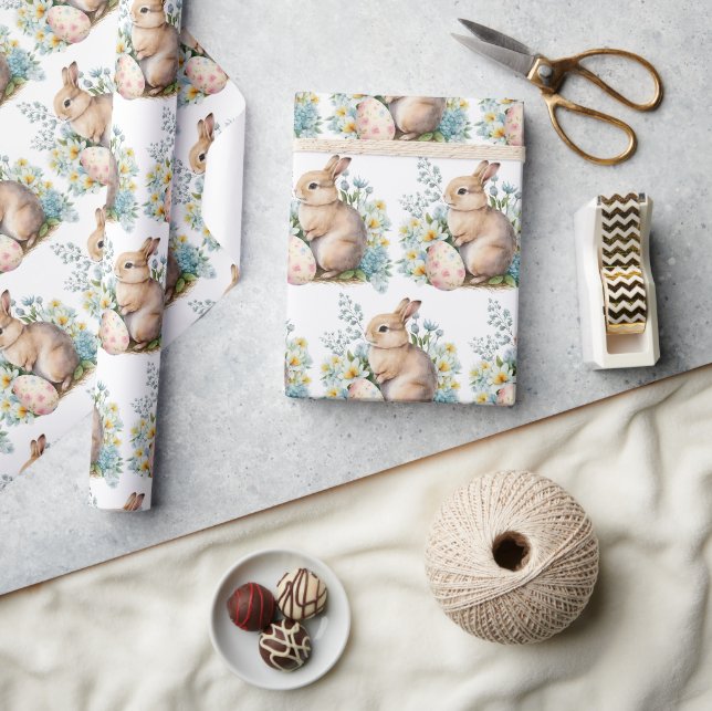 Papier Cadeau Lapin & Oeuf Floral (Artisanat)