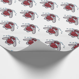 Papier Cadeau Lapin pleurant avec le motif du coeur brisé