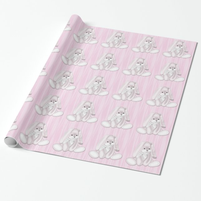 Papier Cadeau Lapin rose (Déroulé)