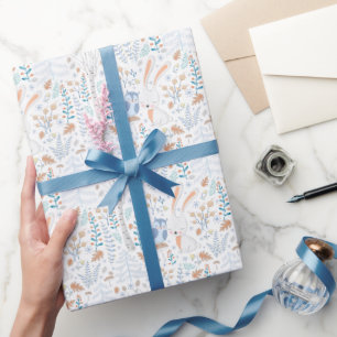 Papier Cadeau Lapin scandinave d'hiver