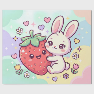 Papier Cadeau Lapin Sucré à la Fraise