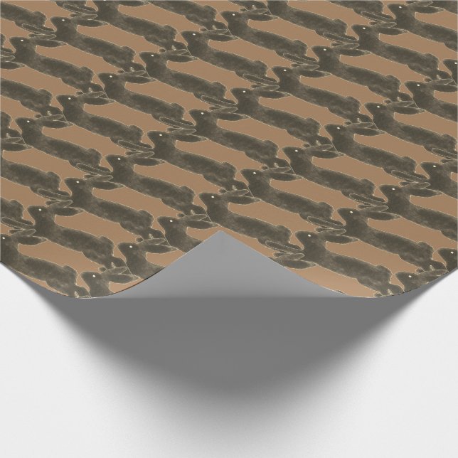 Papier Cadeau Lapins de lapin au chocolat sur le caramel Tan Whi (Coin)