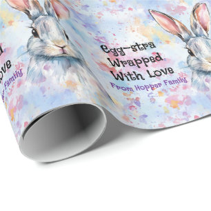 Papier Cadeau Lapins de Pâques à l'aquarelle