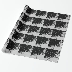 Papier Cadeau Lapins et Arbre de Noël Art d'hiver