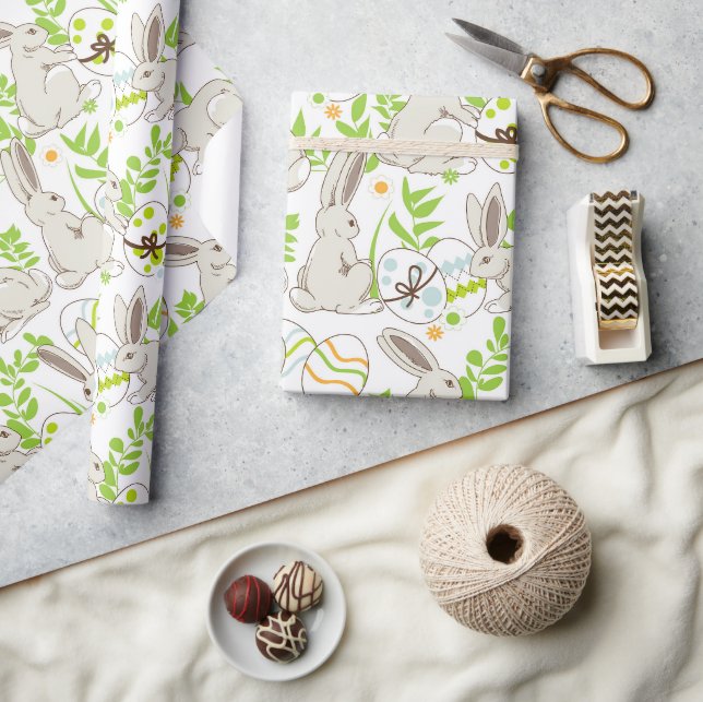 Papier Cadeau Lapins Et Oeufs (Artisanat)