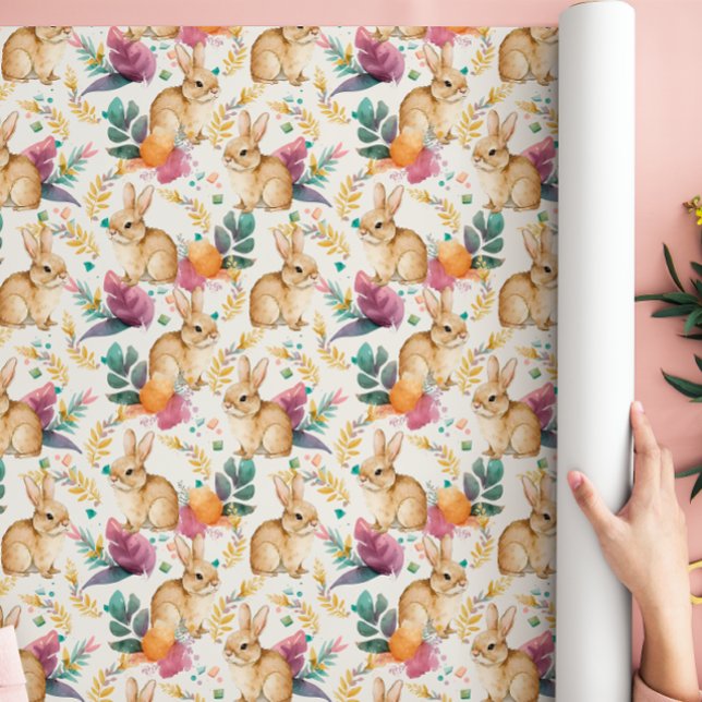 Papier Cadeau Lapins Floraux Printaniers à Gogo  (Créateur téléchargé)
