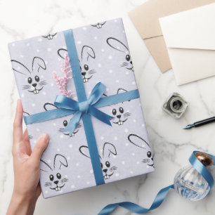 Papier Cadeau Lapins mignons sur pois