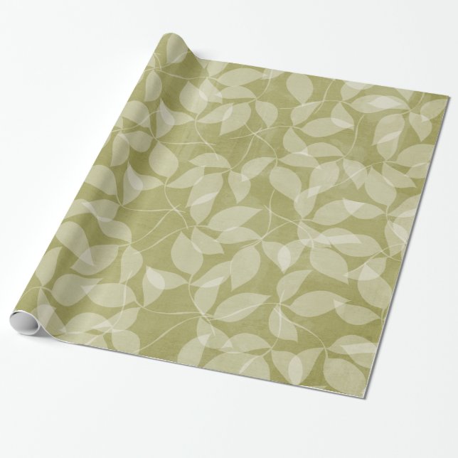 Papier Cadeau L'arbre vert de feuille laisse le papier (Déroulé)